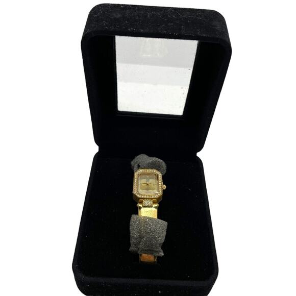 Elizabeth Taylor Watch Ladies Gold Tone Japan Movement Rhinestone Face New Retro - Picture 1 of 16